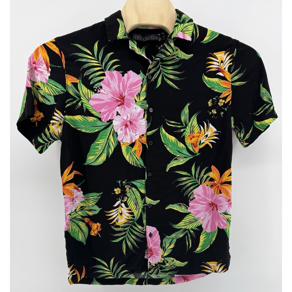 Jaywalker Hawaiian Shirt Men's Size M 100% Rayon‎ Floral Tropical Beach Aloha